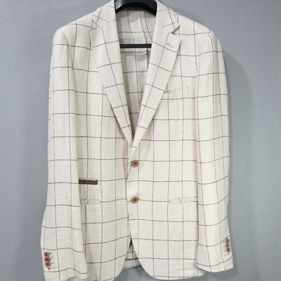 蓝豹/男士休闲西服 bespoke系列 格子款 修身版 100%麻 180 100A