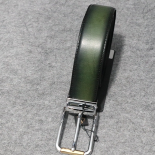bespoke系列 皮带 牛皮头层革1100mm 绿色正装 蓝豹男士