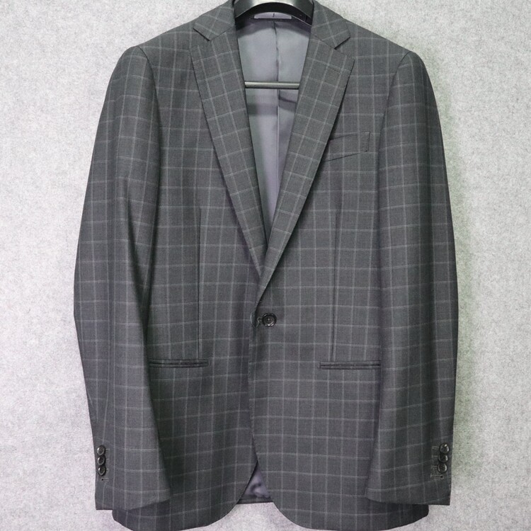 蓝豹/男士灰色商务格纹样衣套装西服 bespoke系列 羊毛 175 96Y