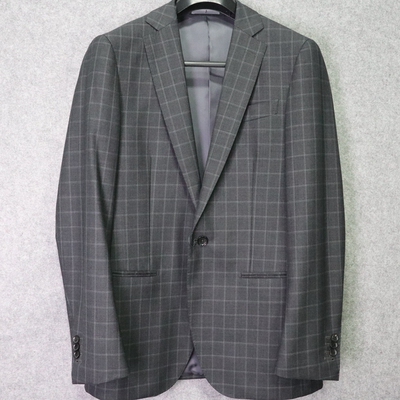 蓝豹/男士灰色商务格纹样衣套装西服 bespoke系列 羊毛 175 96Y