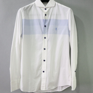 长袖 白色休闲全棉薄款 衬衫 38码 蓝豹 超修身 男士