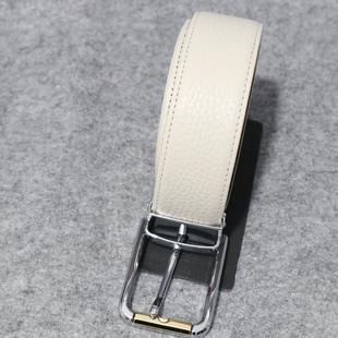 头层牛皮革 蓝豹 bespoke系列 米色商务荔枝纹皮带 1100mm 男士