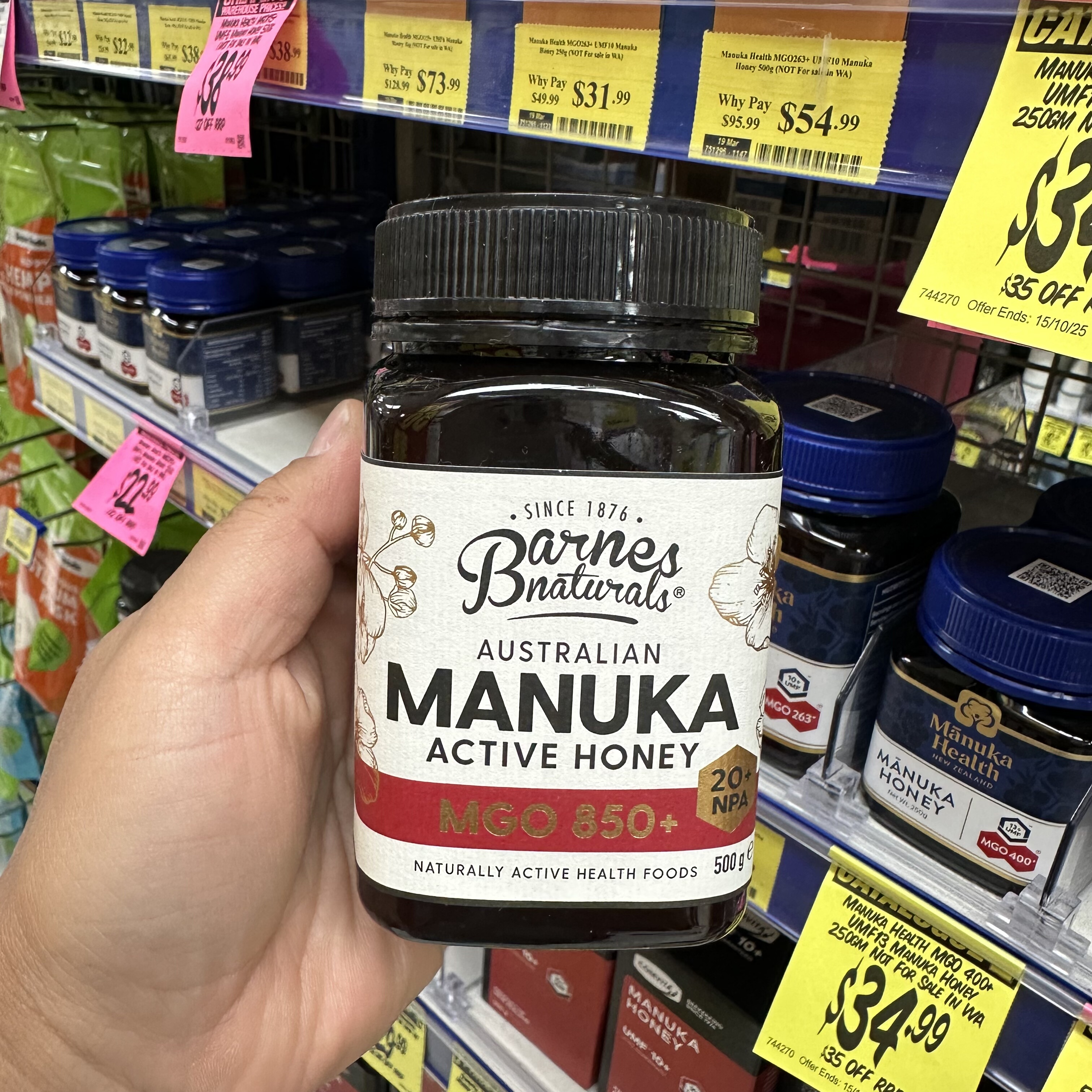 澳洲直邮Barnes Naturals麦卢卡天然蜂蜜蜂蜜20+MGO850