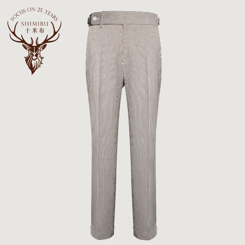Ten meters pure cotton brown stripe Casual pants classic Paris buckle lengthen Round the waist trousersin the Men's clothing, Casual pants  category - from Buy2taobao.com to provide professional Taobao agent buy service