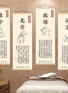 艾灸足疗按摩店中医馆装饰挂画养生文化墙面海报背景氛围布置壁画