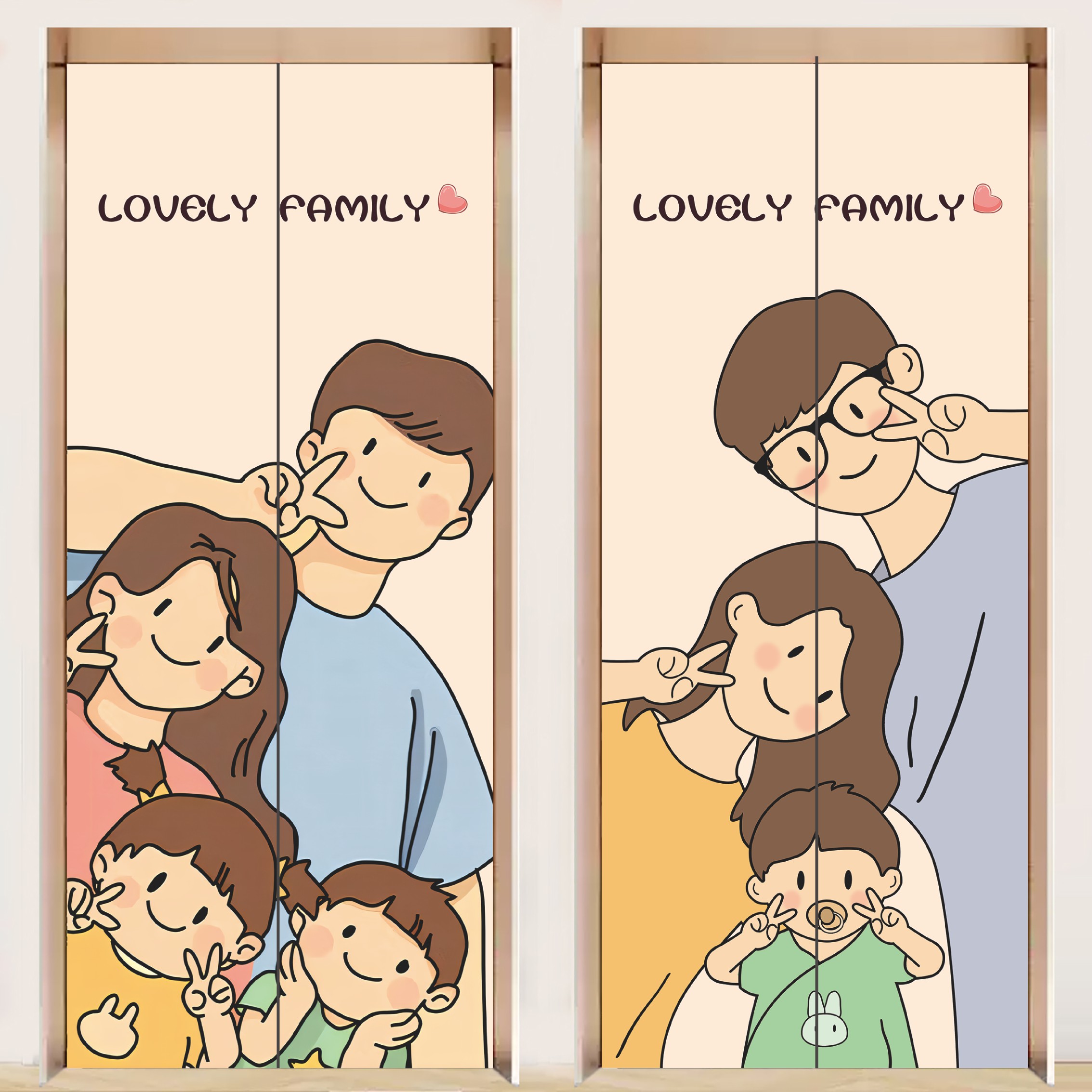 温馨家庭入户电梯门贴纸简约玄关装饰画一梯一户翻新改造自粘贴画