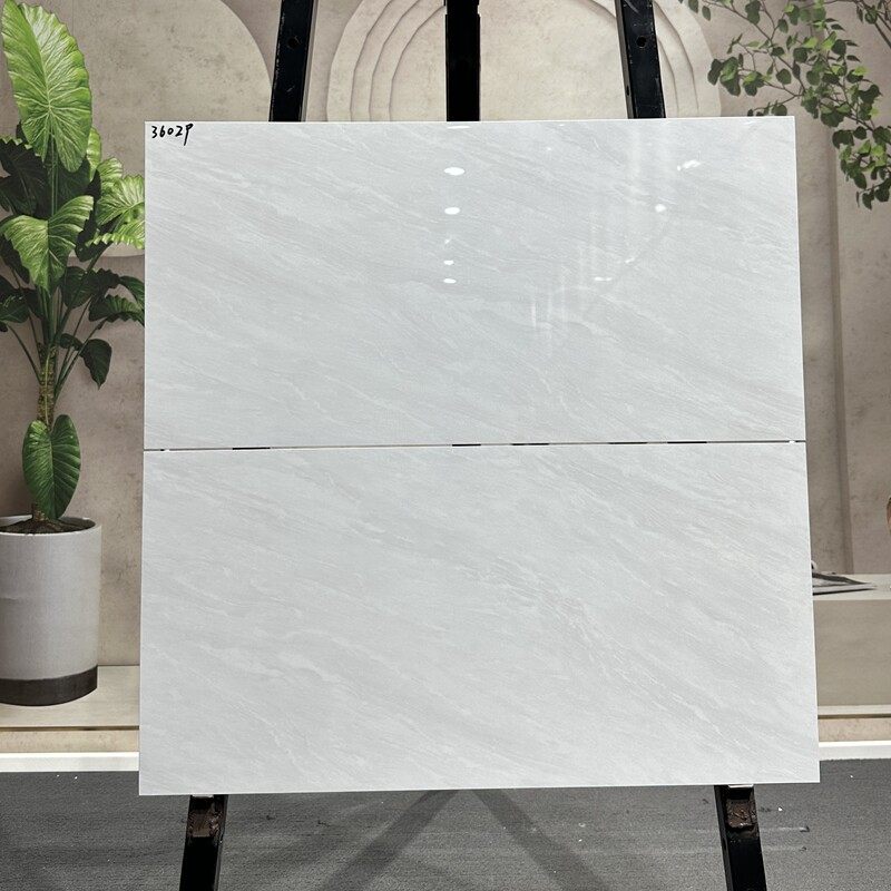 灰色全瓷通体大理石中板瓷砖厨房卫生间亮光爵士白墙砖阳台300600