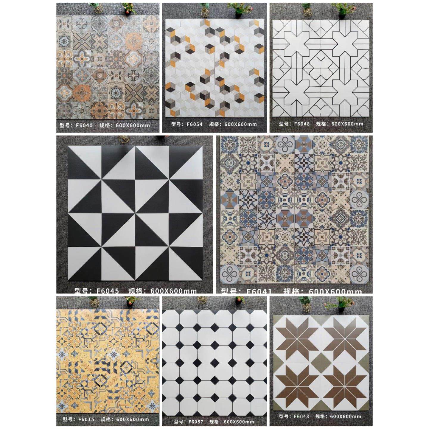 60x60哑光防滑拼花地砖厨卫仿大理石瓷砖