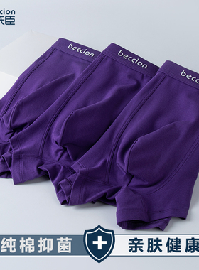 男纯棉紫色内裤男生高考考试指定对裤头考试紫腚能行中考四角裤