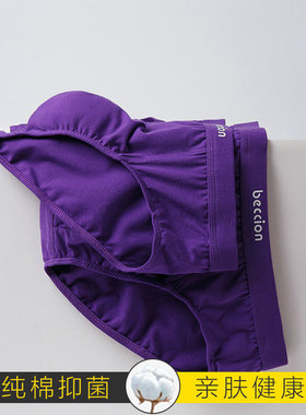 男纯棉三角裤紫色男生莫代尔青少年考试三角内裤中考紫腚能行高考