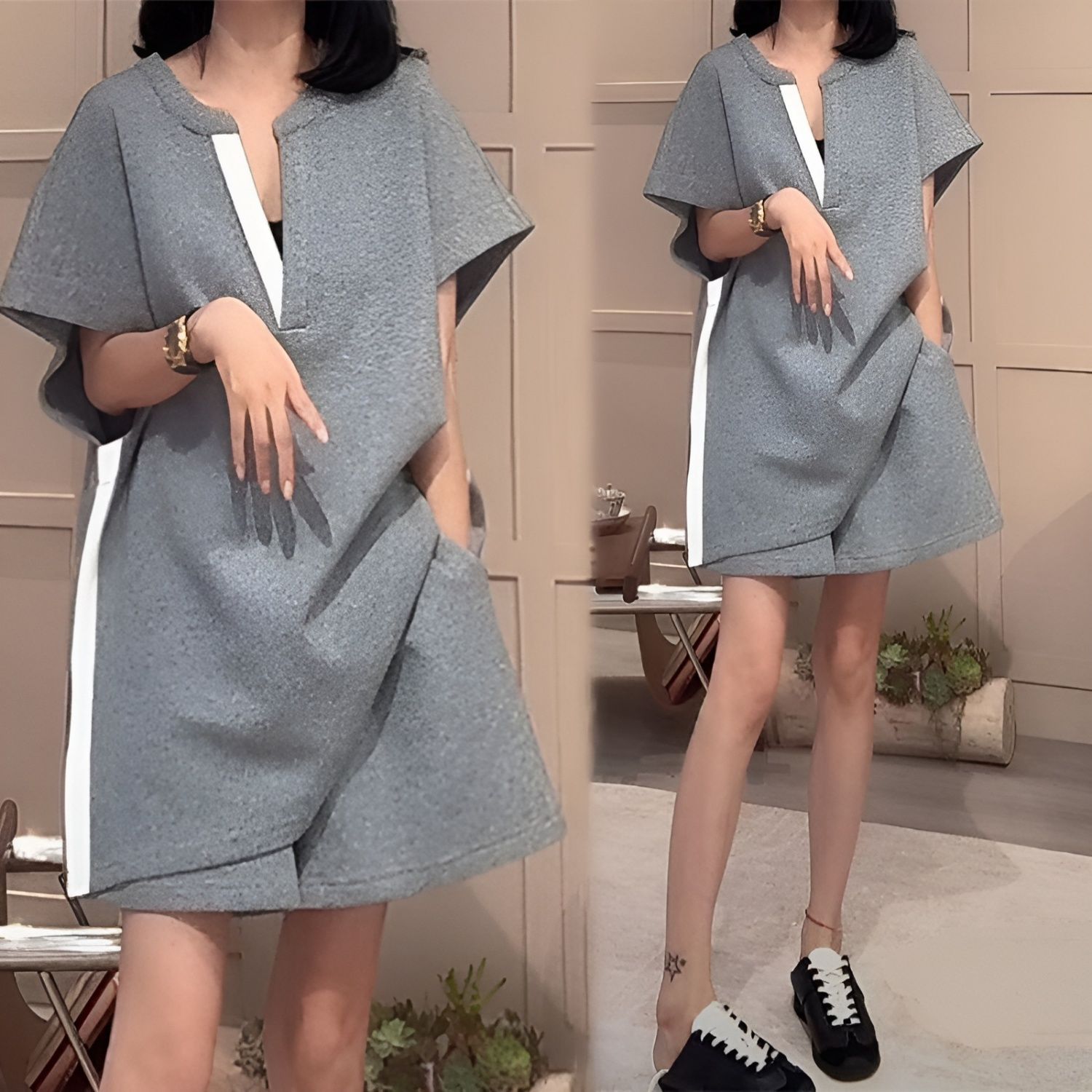 洋气时髦阔腿裤套装女2025夏季新款高端休闲运动短裤简约两件套潮