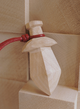 OHE|红绳桃木剑手工雕刻车饰挂件祝福生日礼物好运摆件小胖剑平安