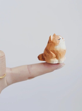 OHE 情人节礼物迷你猫小摆送女友木雕摆件治愈系可爱动物集合