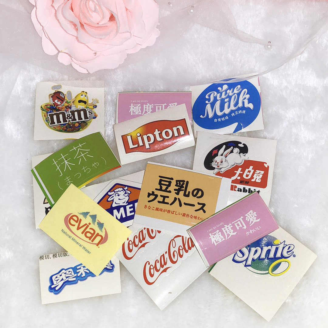 透明贴纸史莱姆盒子粘贴 矿泉水牛奶巧克力豆乳抹茶slime圆形贴