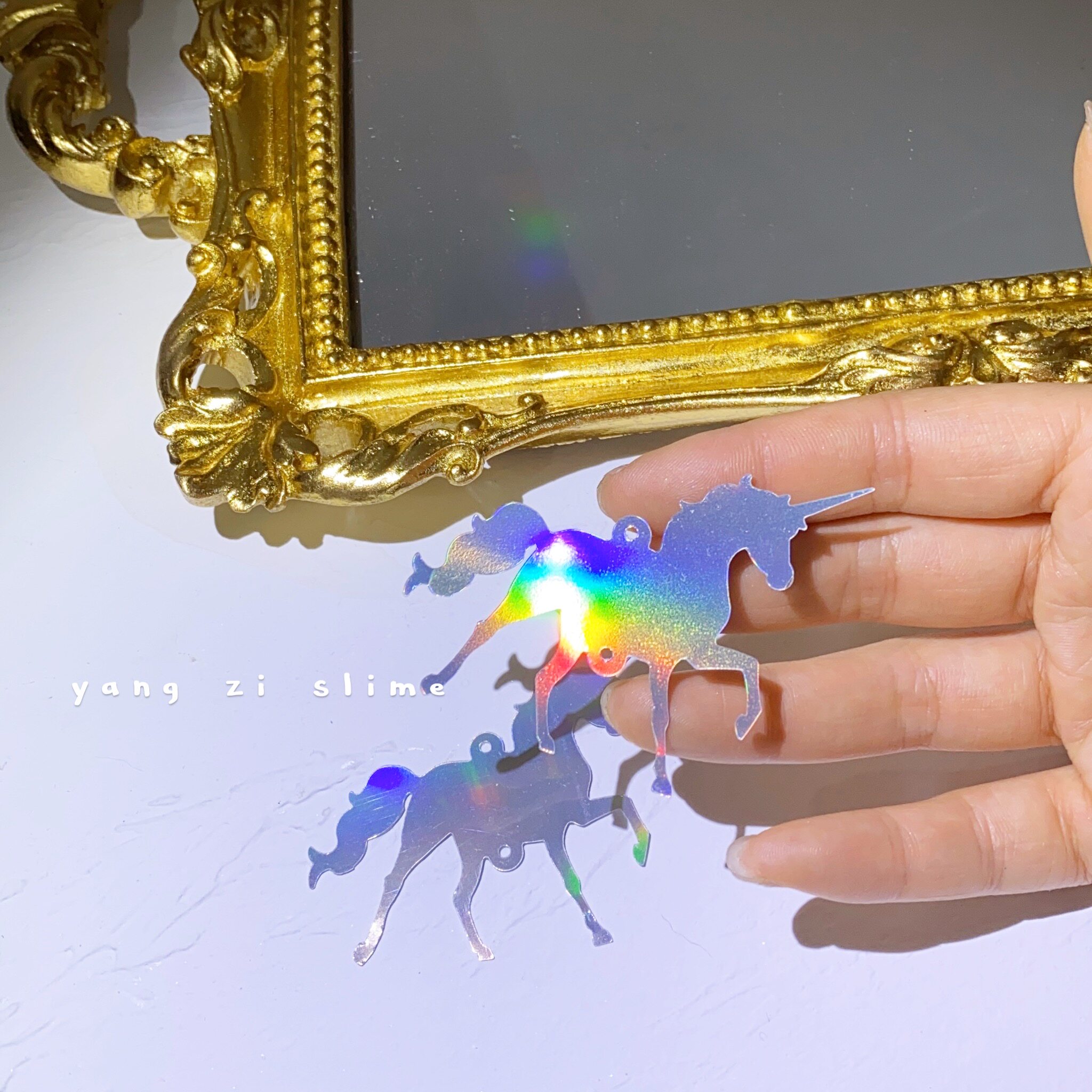 大号独角兽亮片7*4厘米小马镭射七彩闪片pvc装饰 样子史莱姆