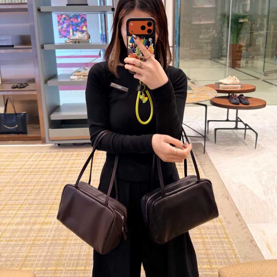 Row风真皮Astra 小号保龄球包羊皮单肩腋下通勤高级感波士顿小包图片