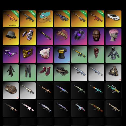 绝地求生租号⑩级捣蛋M4⑩级青龙M762⑩异色青龙⑤霓虹AUG齿轮大