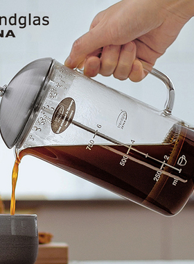 德国进口Trendglas Jena玻璃法压壶打奶泡带刻度手冲咖啡法式滤壶