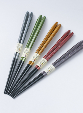 日本原产石田ISHIDA传统和风系列原木防滑筷五角筷