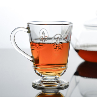 法国LA ROCHERE玻璃杯带把手水杯子大容量咖啡杯家用耐热茶杯