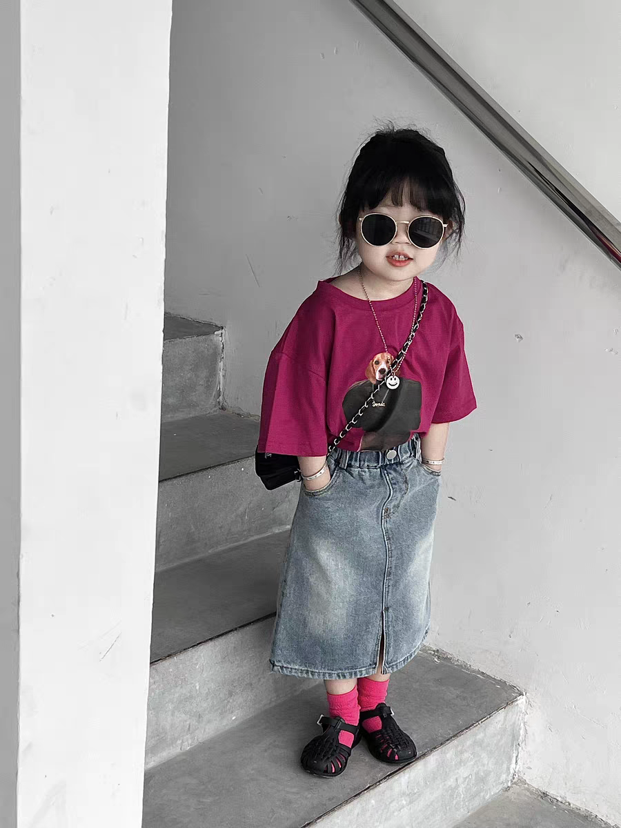 女童牛仔半身裙2023年新款秋季儿童中大童洋气时髦裙子韩版长裙
