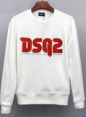 2025秋冬潮牌DSQ2红色字母印花长袖卫衣男士潮流宽松个性休闲外套