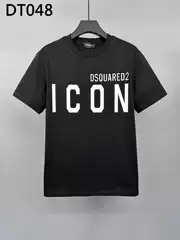 Summer Trendy Brand Loose Fit D2 Short-Sleeve T-Shirt Men's Dsq2 Letter Icon Print Trendy Round Neck Casual Top