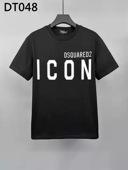 Summer Trendy Brand Loose Fit D2 Short-Sleeve T-Shirt Men's Dsq2 Letter Icon Print Trendy Round Neck Casual Top