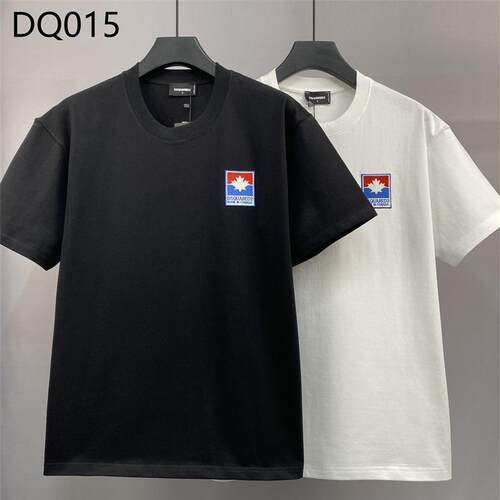 欧美新品D2短袖t恤男夏季简约DSQ简约枫叶字母刺绣标休闲宽松体恤