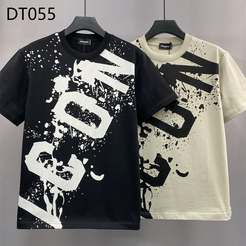 美式潮牌夏季D2短袖t恤男女DSQ2泼墨ICON印花纯棉休闲情侣款体恤