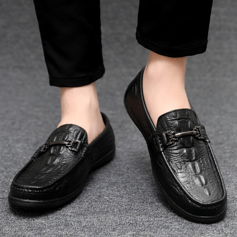 豆豆鞋男皮面休闲鞋鳄鱼纹小青年社会潮鞋时尚百搭套脚防水驾车鞋,流行男鞋,乐福鞋（豆豆鞋）,淘宝优惠券,粉丝福利购,淘宝优惠卷