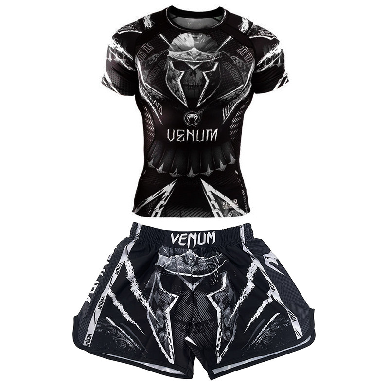 毒液短袖泰拳短裤套装格斗跑步运动健身搏击UFC拳击T恤散打训练服
