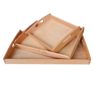 蒙氏托盘玩具 蒙特蒙台梭利日常生活工作幼儿园早教木制质收纳盘