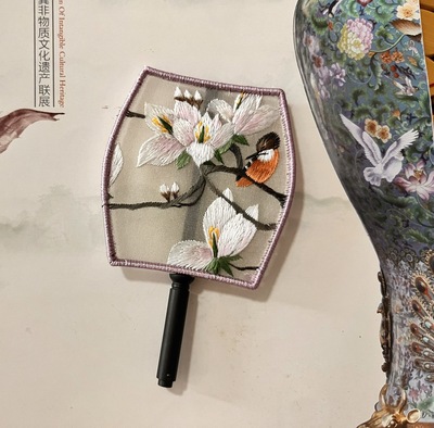 手工真丝团扇宫扇苏绣10厘米厘米