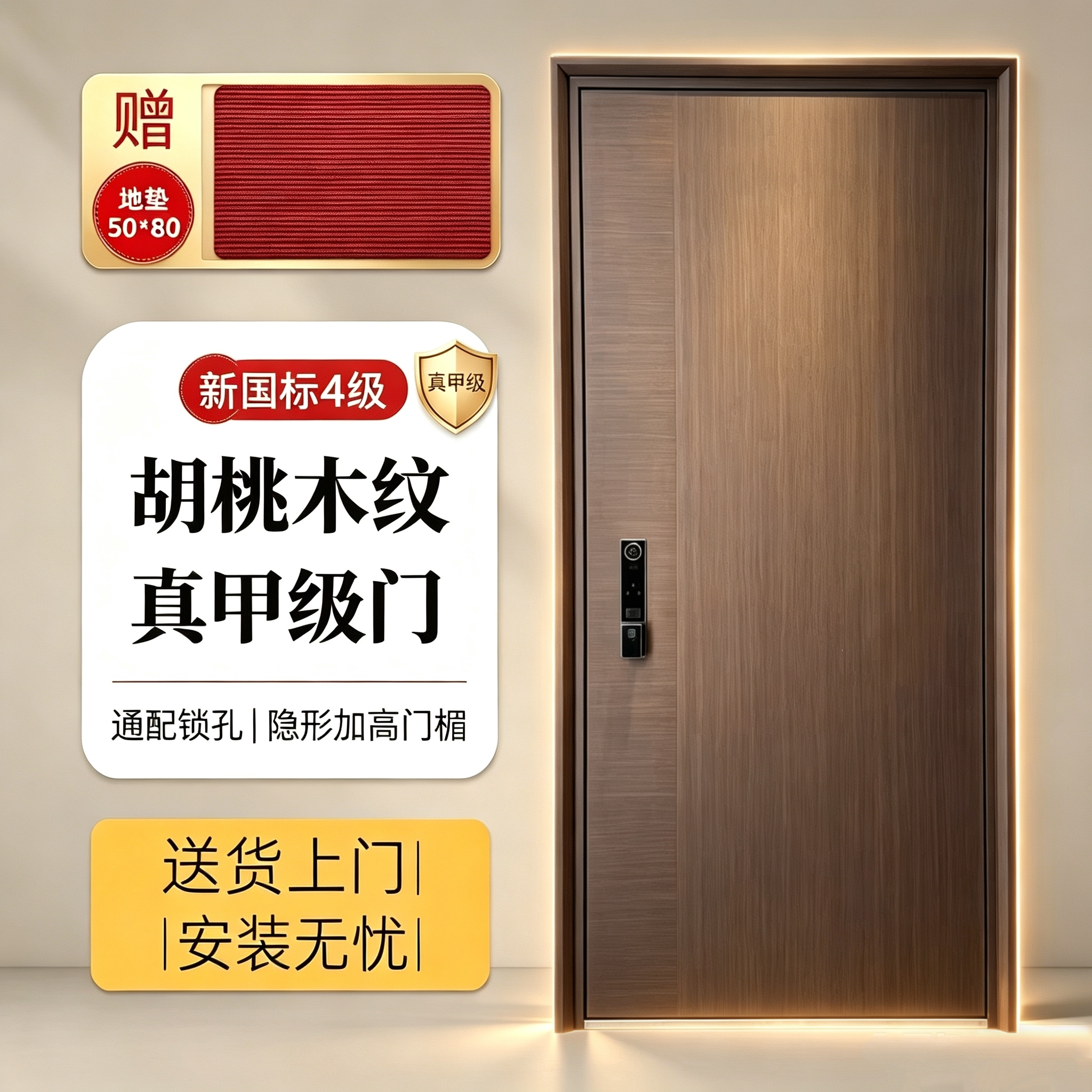 2026新款甲级防盗门木纹转印入户门家用进户门锌合金子母门安全门