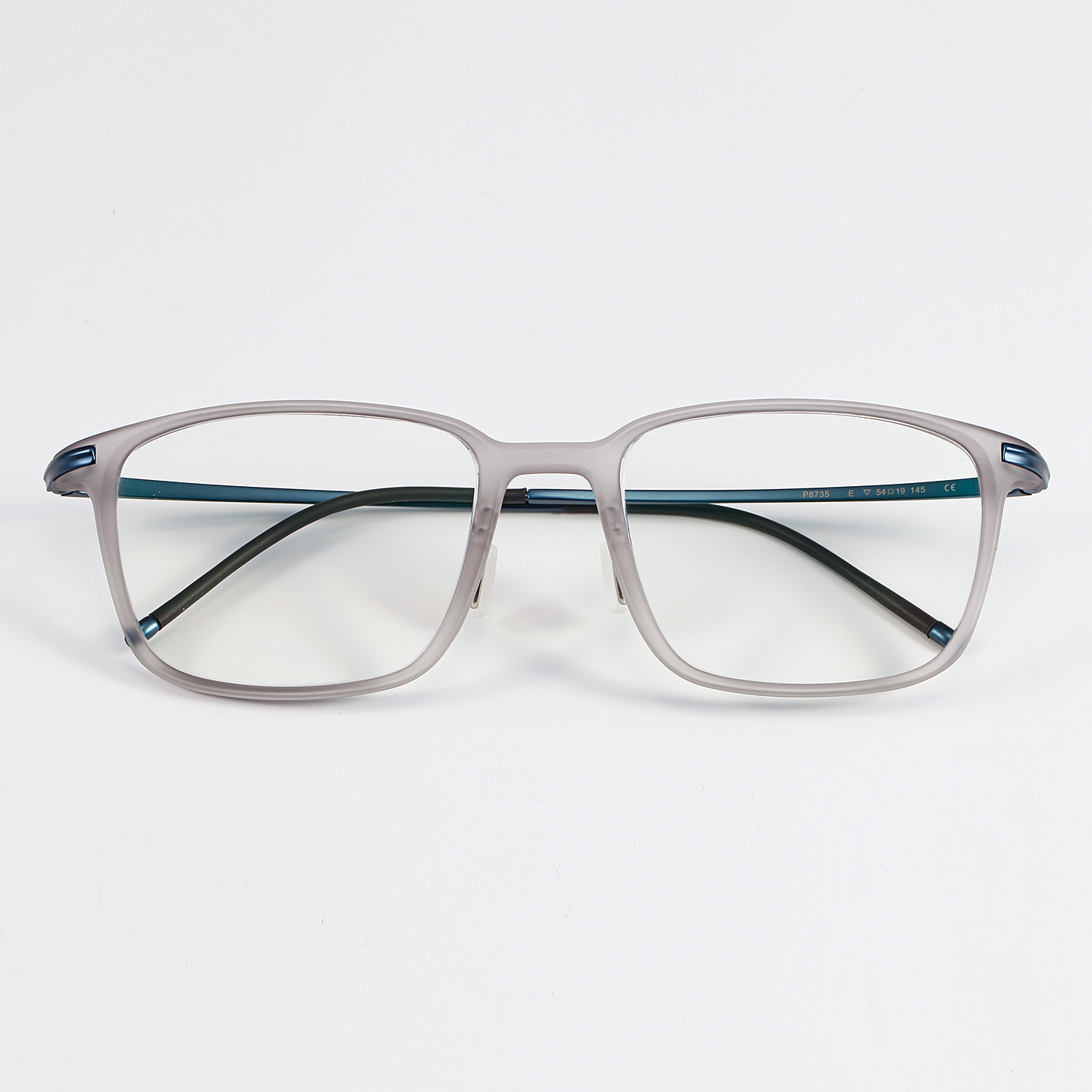 时尚透明灰眼镜框男金属鼻托 蓝色大框近视眼镜超轻 商务方框镜架