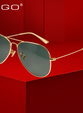 18K金太阳镜男女 大小码RB3025黄金墨镜纯手造真金飞行员配近视镜