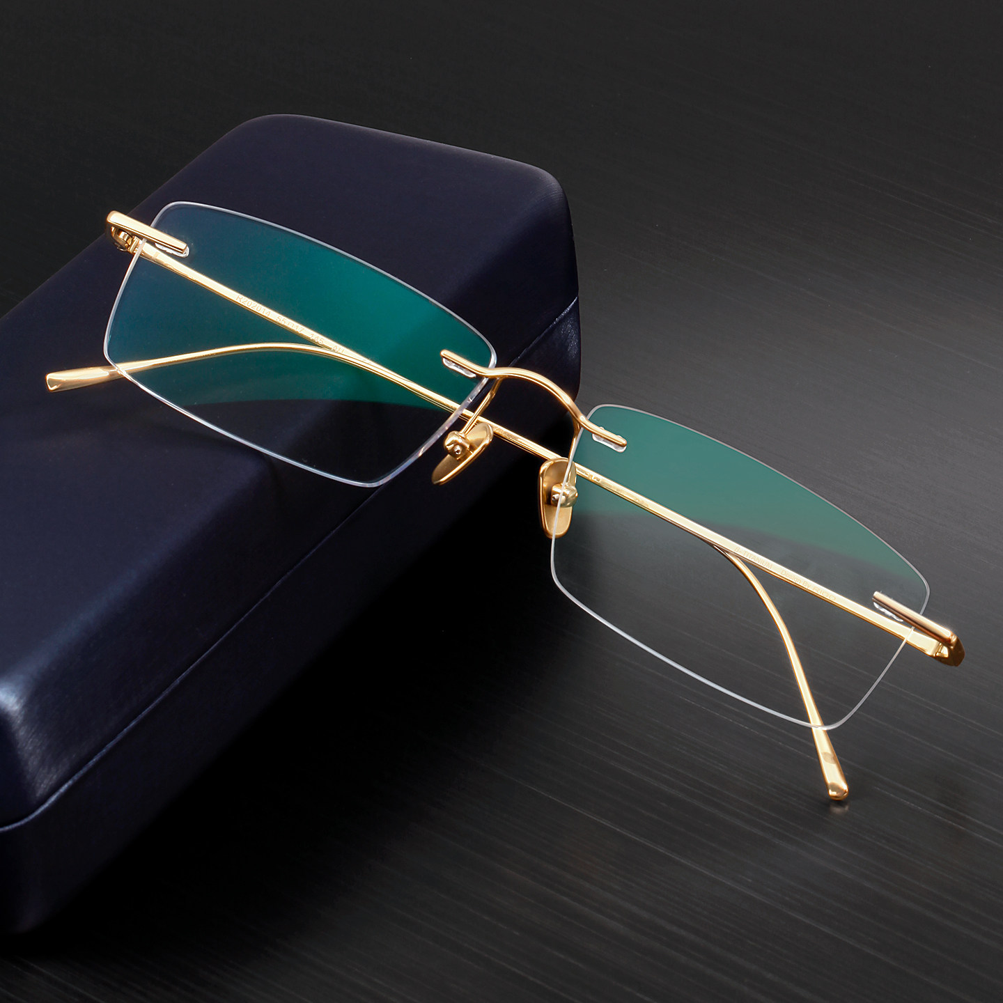 无框近视眼镜男纯钛 商务眼镜框金色眼镜架方框无边框 金丝配成品