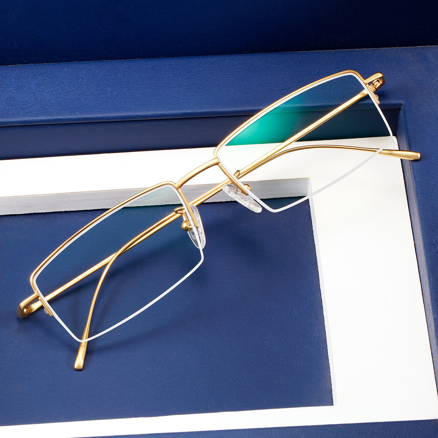 超轻配近视眼镜男 商务半框眼镜架纯钛眼睛框 金丝方框眼镜框成品