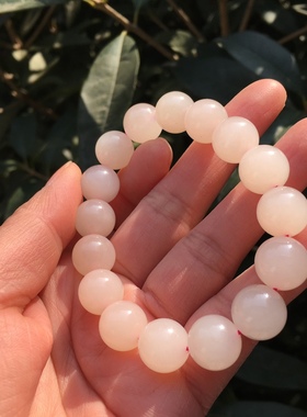 天然和田玉藕粉手串手机自然光拍摄