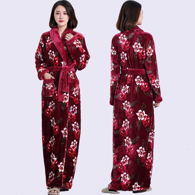 睡袍女冬加厚超长款过踝长款男