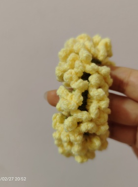 手工钩织油菜花发圈 毛线编织大肠圈 少女心扎头发皮筋高弹力头绳