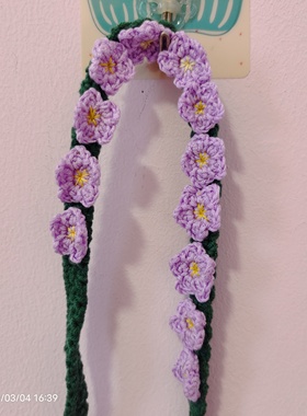 手工钩织紫色小花发带成品 闺蜜生日礼物 少女心小物编发饰花朵