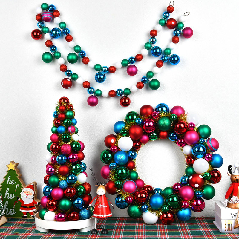 圣诞装饰品彩色球塔花环球串摆件
