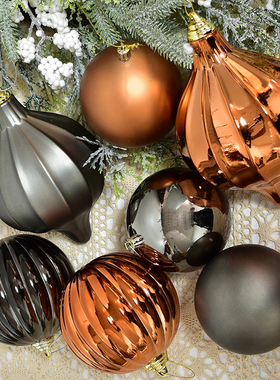圣诞球挂件6-20CM古铜色电镀造型球铁灰色洋葱球国庆场景布置美陈