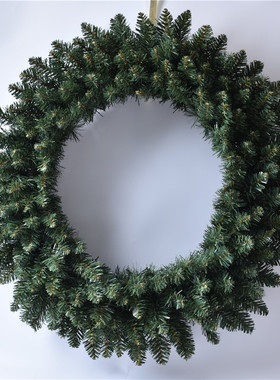 出口圣诞绿色PVC圆头花环70和90公分装饰花环圣诞场景酒店布置圈