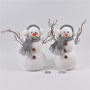 圣诞装饰用品泡沫植绒雪人造型摆件橱窗商场场景布置布艺圣诞雪人