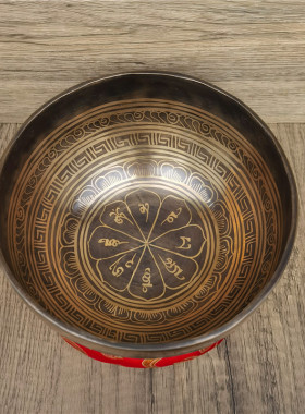 尼泊尔颂钵 西藏佛具手工铜罄瑜伽冥想佛音钵盂静心佛音碗 经文钵