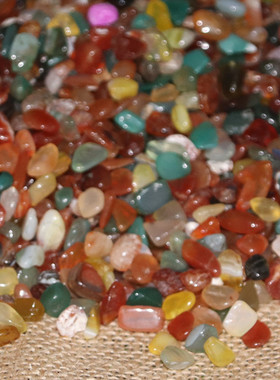 七彩石原石摆件七宝石供天然散装500克碎石水晶供曼扎盘家居供佛