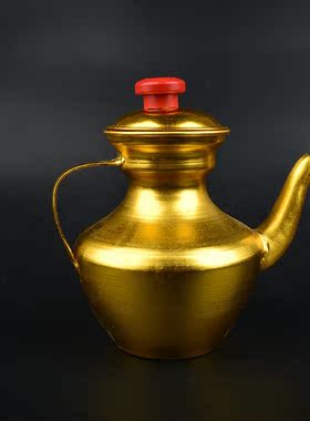 酥油茶铝茶壶加厚民族特色藏式敬水壶供水壶酥油茶壶油壶铝金色